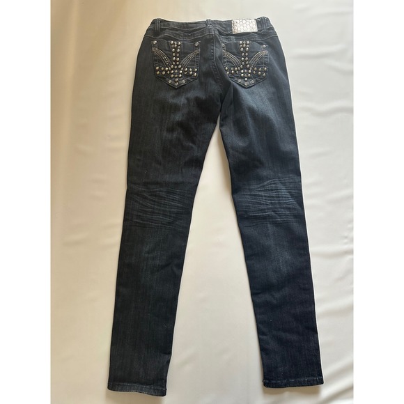L.A. Idol Jeans Women's Size 7 Blue Denim Rhinestone Embellished Skinny Pants - Picture 9 of 11